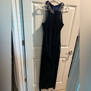 SLNY Navy Embellished Maxi Dress